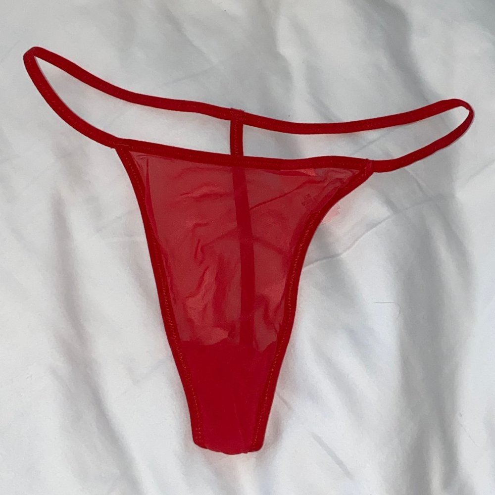 New Silk Sheer Lace V-String Very Sexy Thong Panty Large